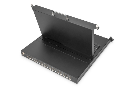 Digitus 17" HD LCD KVM console, 8-port HDMI, Swiss keyboard