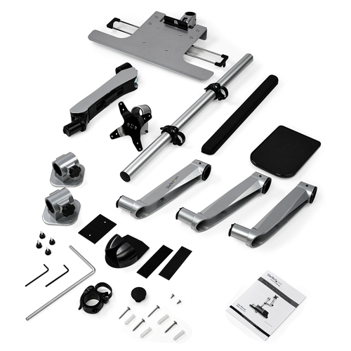 StarTech.com Wall Mount Workstation - Articulating Standing Desk with Ergonomic Height Adjustable Dual Monitor Arm & Keyboard Tray - 2x 30" VESA Displays - Foldable Wall Mounted Sit Stand