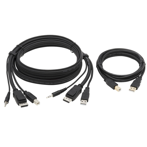 Tripp Lite DisplayPort KVM Cable Kit - DP, USB, 3.5 mm Audio (3xM/3xM) + USB (M/M), 4K, 4:4:4, 6 ft. (1.83 m), Black