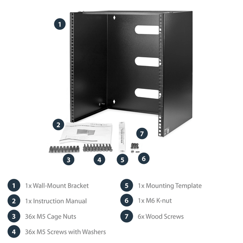 StarTech.com 12U Wall Mount Network Rack - 14 Inch Deep (Low Profile) - 19" Patch Panel Bracket for Shallow Server and IT Equipment, Network Switches - 125lbs/57kg Weight Capacity, Black