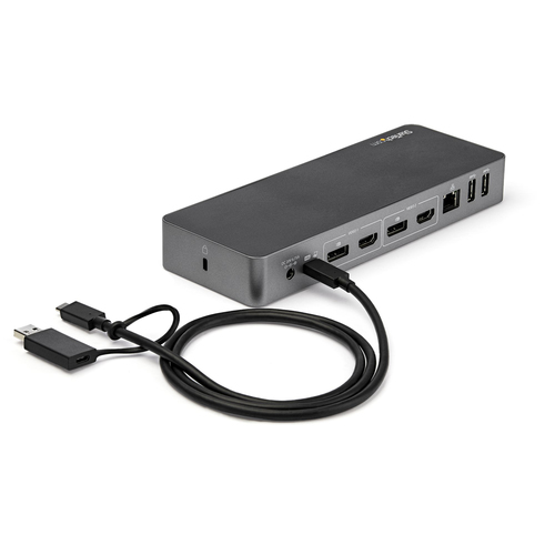 StarTech.com Universal Laptop Docking Station, Hybrid USB-C & USB-A Dock, Dual 4K DP & HDMI, 60W PD, Mac / Windows / Chrome OS, 4x USB 5Gbps Hub, GbE