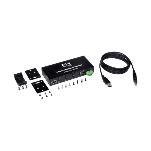 Tripp Lite U223-004-IND 4-Port Industrial-Grade USB 2.0 Hub - 15 kV ESD Immunity, Metal Housing, Mountable
