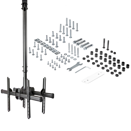 StarTech.com Dual TV Ceiling Mount - Back-to-Back Heavy Duty Hanging Dual Screen Mount with Adjustable Telescopic Pole - Tilt/Swivel/Rotate - VESA Bracket for 32”-75" Displays