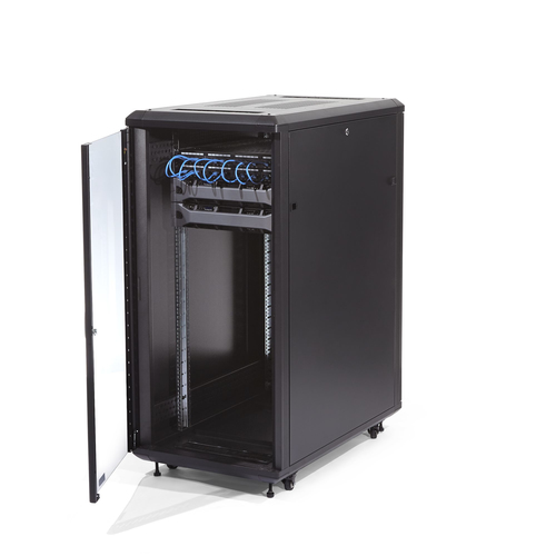 StarTech.com 4-Post 32U Server Rack Cabinet, Lockable 19" Data Rack Cabinet for Computer / AV / IT Equipment, Office / Home Network Rack with Casters & Adjustable Mounting Rails