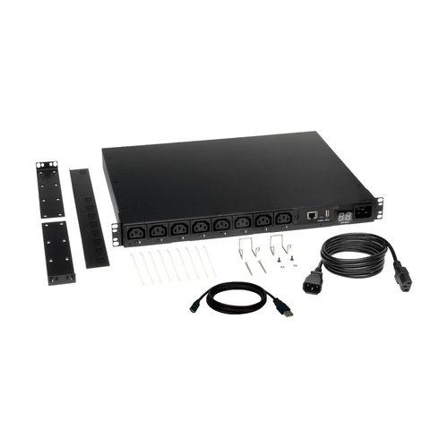 Tripp Lite PDUMH15HVNET 2.5kW Single-Phase 208/230V Switched PDU - LX Platform, 8 C13 Outlets, C14 Input 2m Cord, 1U Rack-Mount, TAA