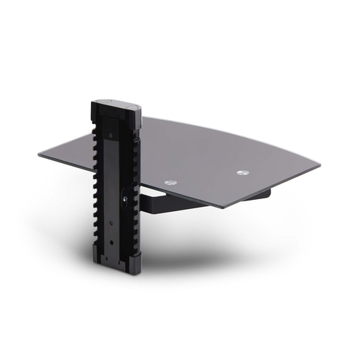StarTech.com Floating Wall-Mounted AV Shelf, Adjustable Height Shelf For Under TV, Organize A/V Equipment On Black Tempered Glass Shelf