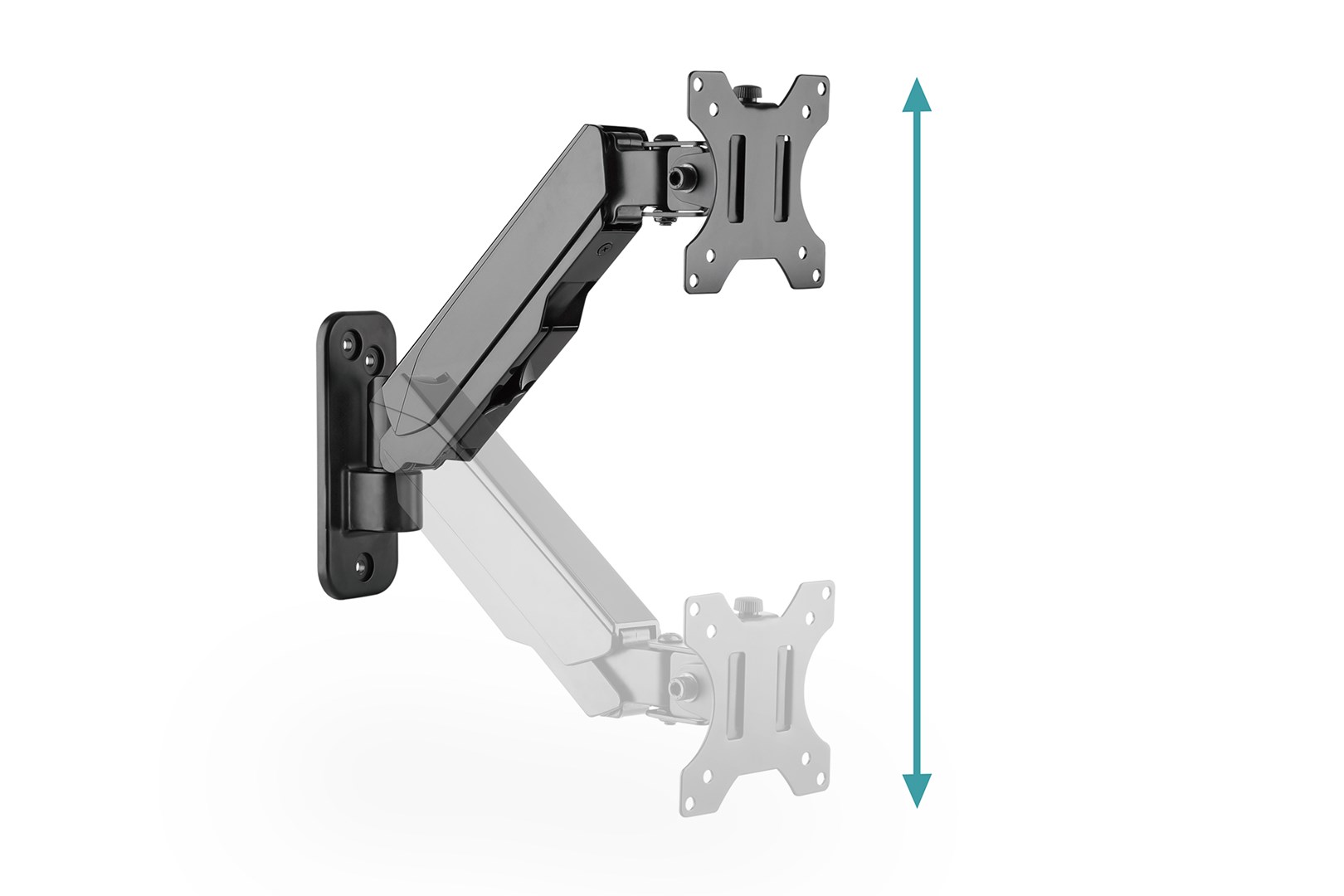 Digitus Universal Single Monitor Mount with Gas Spring, Wall Mount