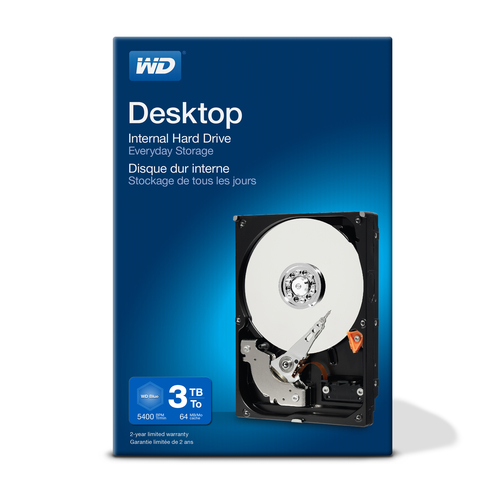 Western Digital Desktop Everyday internal hard drive 3 TB 5400 RPM 64 MB 3.5" Serial ATA III