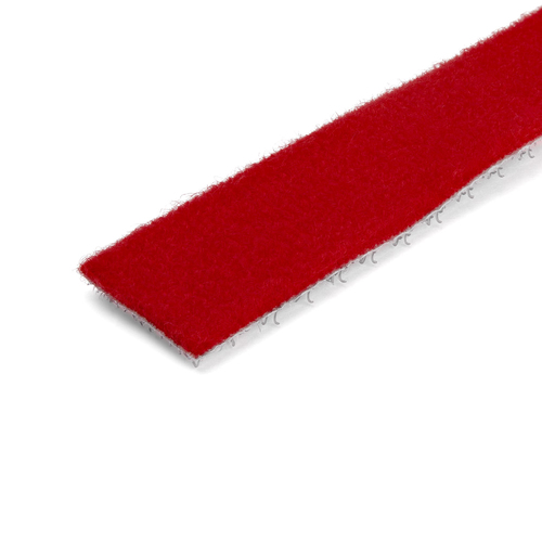 StarTech.com 25ft Hook and Loop Roll - Cut-to-Size Reusable Cable Ties - Bulk Industrial Wire Fastener Tape /Adjustable Fabric Wraps Red / Resuable Self Gripping Cable Management Straps