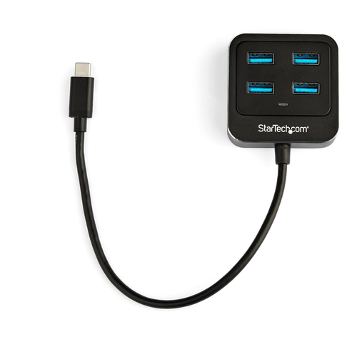 StarTech.com 4-Port USB C Hub - USB-C to 4x USB-A Ports - SuperSpeed 10Gbps USB 3.2 Gen 2 Type-C Hub - USB Bus Powered - Portable/Compact USB-C to USB Adapter Hub for Laptop - Aluminum