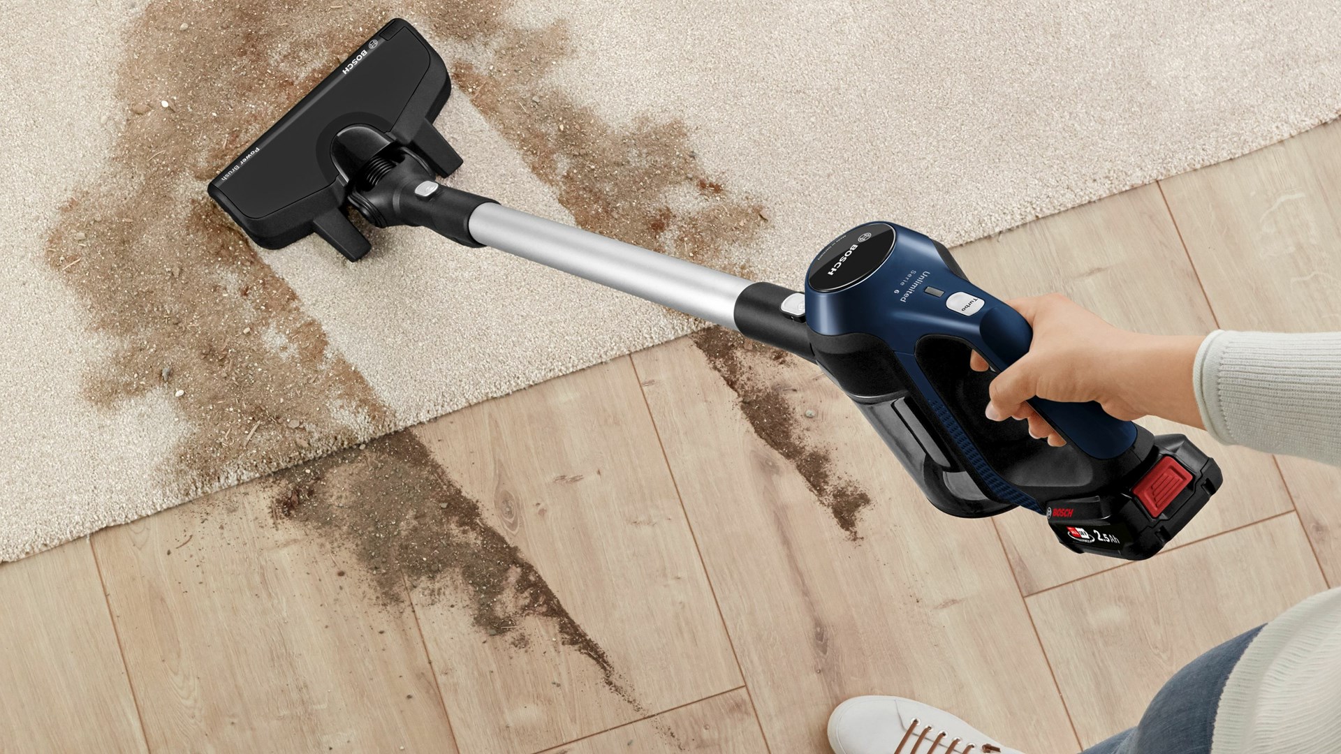 Bosch Serie 6 BBS611MAT stick vacuum/electric broom 2-in-1 stick vacuum Battery Dry Bagless 0.3 L Blue 2.5 Ah