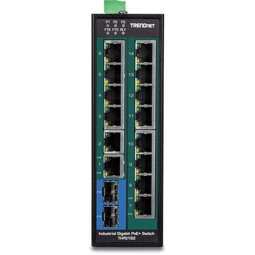 Trendnet TI-PG162 network switch Unmanaged Gigabit Ethernet (10/100/1000) Power over Ethernet (PoE) Black