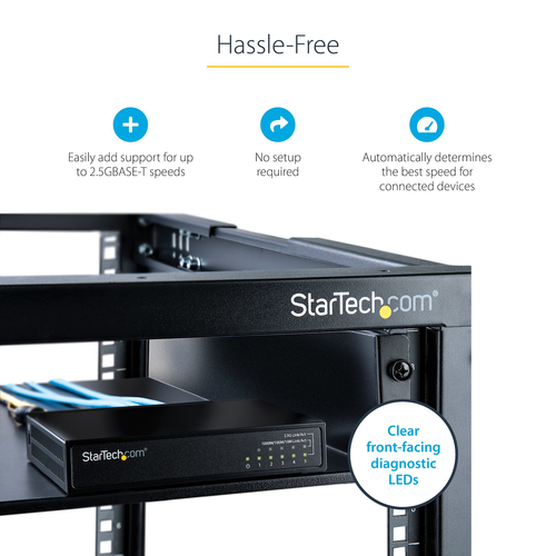 StarTech.com Unmanaged 2.5G Switch - 5 Port Gigabit Switch - 2.5GBASE-T Unmanaged Ethernet Switch - Ethernet Splitter - Din Rail or Wall Mount - Multi-Gigabit - Auto-MDIX - 9K Jumbo
