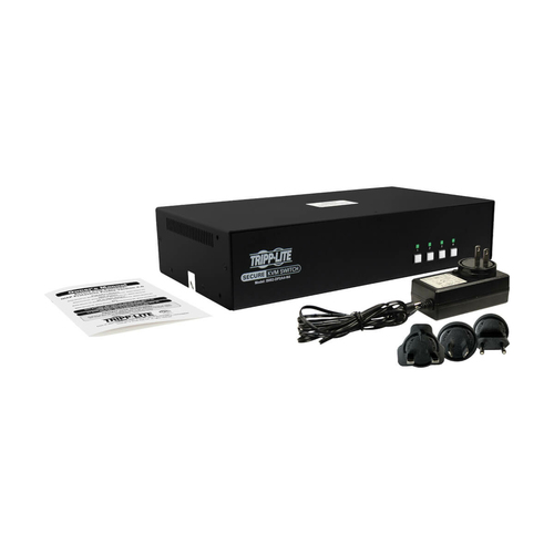 Tripp Lite B002-DP2A4-N4 Secure KVM Switch, 4-Port, Dual Head, DisplayPort to DisplayPort, 4K, NIAP PP4.0, Audio, TAA