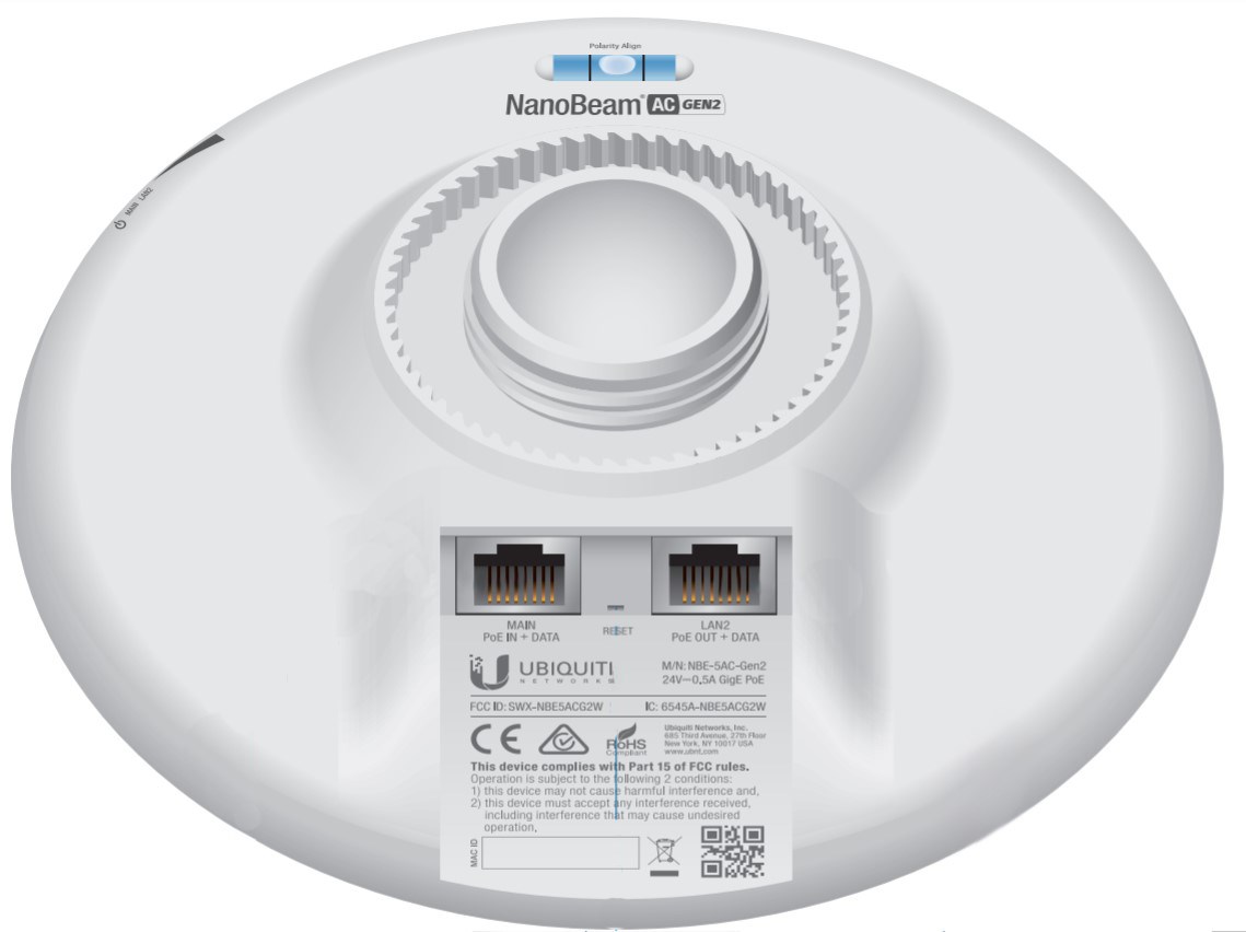 Ubiquiti NanoBeam 5AC Gen 2 Network bridge 450 Mbit/s White