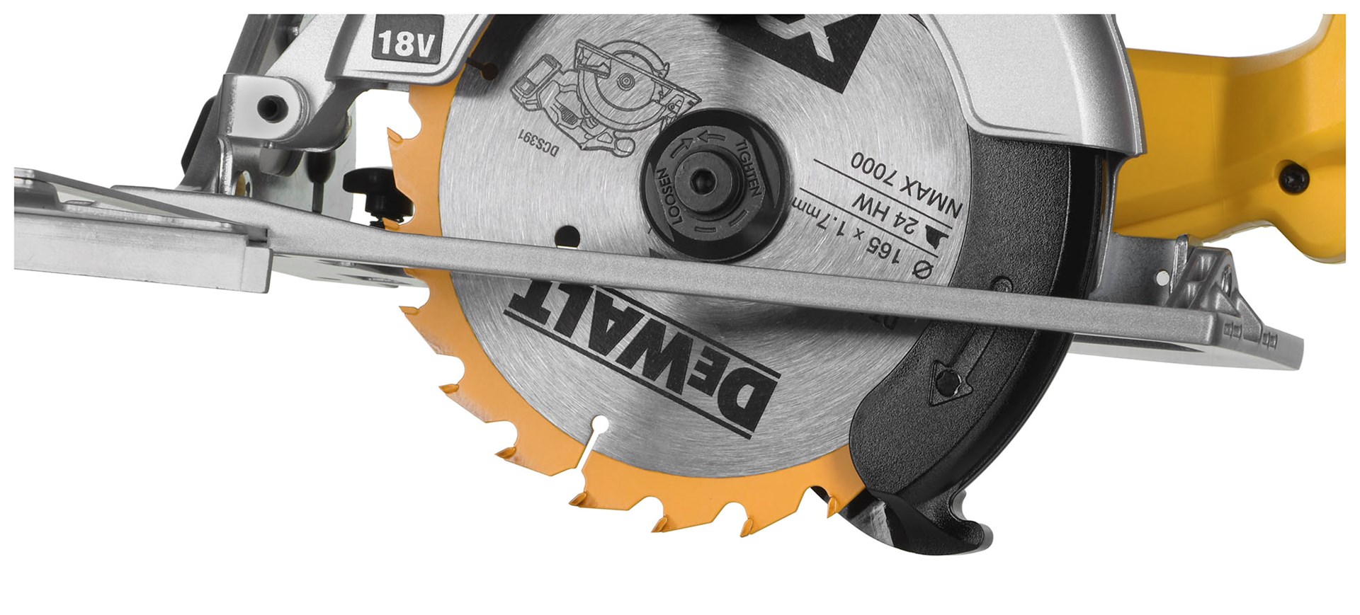 DeWALT DCS391NT circular saw Black Silver Yellow
