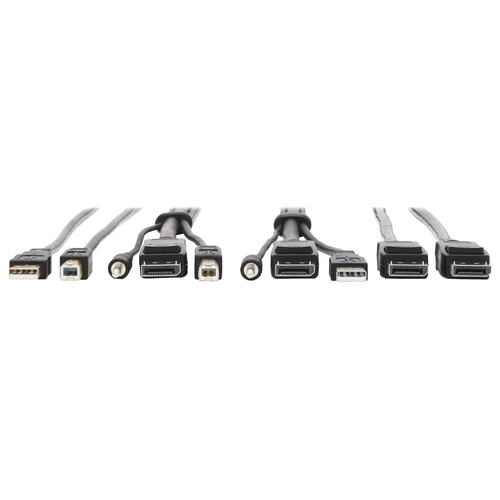 Tripp Lite DisplayPort KVM Cable Kit - DP, USB, 3.5 mm Audio (3xM/3xM) + USB (M/M) + DP (M/M), 4K, 6 ft. (1.83 m), Black