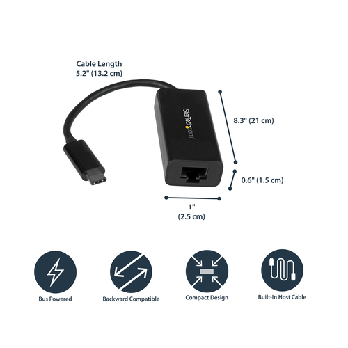 StarTech.com ​​USB-C to Gigabit Ethernet Adapter - Black​