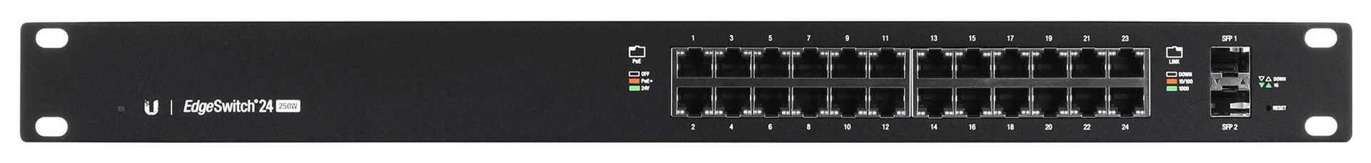 Ubiquiti ES-24-250W network switch Managed L2/L3 Gigabit Ethernet (10/100/1000) Power over Ethernet (PoE) 1U Black