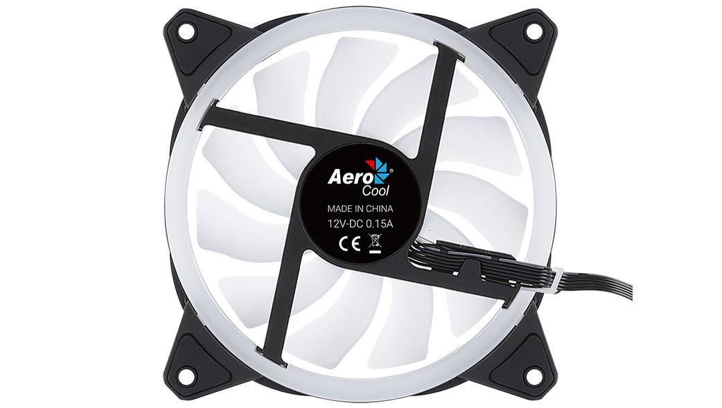 Aerocool DUO12 PC Fan 12cm ARGB LED Dual Ring Antivibration 6 Pins Black
