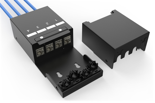 Digitus Consolidation point box, 4-port Keystone modules with intelligent cable manager