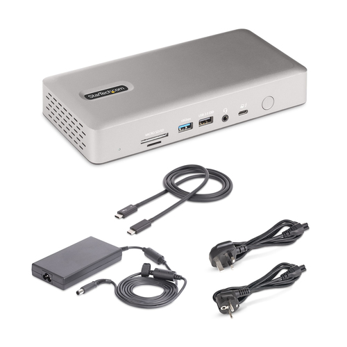 StarTech.com Universal USB4 & Thunderbolt 4 Docking Station, Quad Display on Windows, Dual Display on MacBook, HDMI DP Dock with 98W Laptop Charging