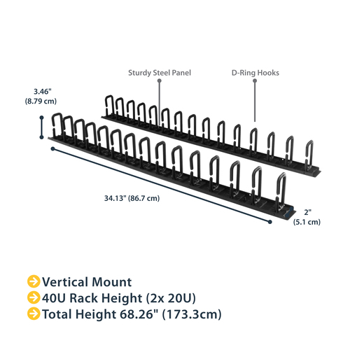 StarTech.com Vertical Cable Organizer with D-Ring Hooks - 0U - 6 ft.