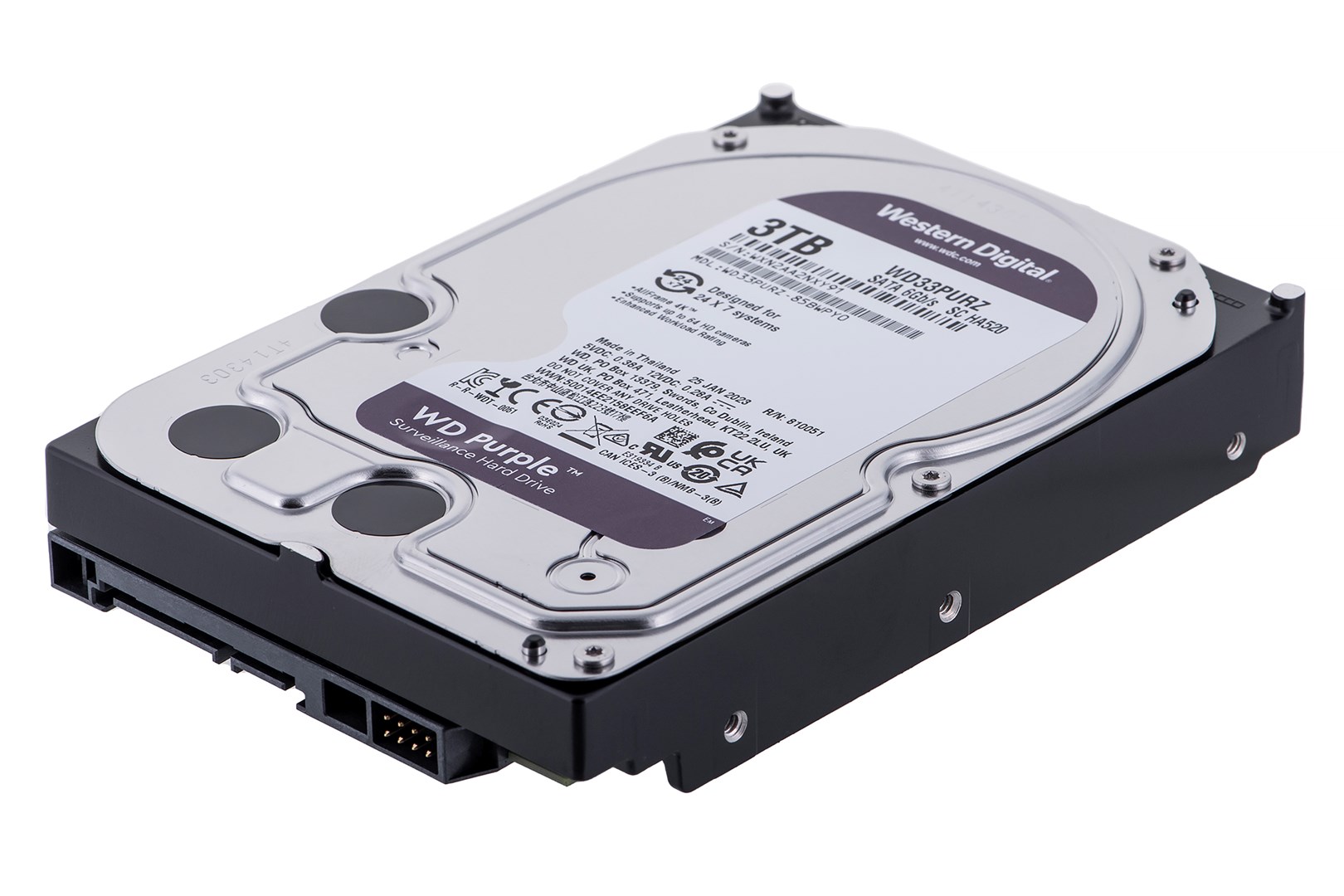 Western Digital Blue Purple internal hard drive 3 TB 5400 RPM 64 MB 3.5" Serial ATA III