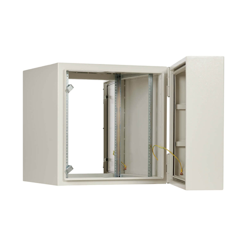 Tripp Lite SRN4G12US SmartRack Industrial Enclosure with Lock - NEMA 4, Wall Mount, Metal Construction, Hinged Back, 28 in. Depth, 12U, Gray