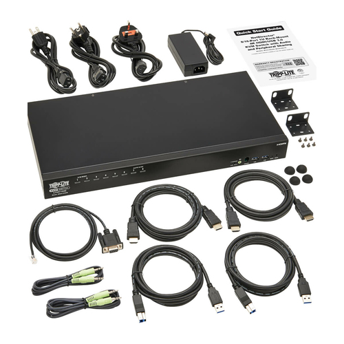 Tripp Lite B024-H4U08 8-Port 4K HDMI/USB KVM Switch - 4K 60 Hz Video/Audio, USB Peripheral Sharing, 1U Rack-Mount