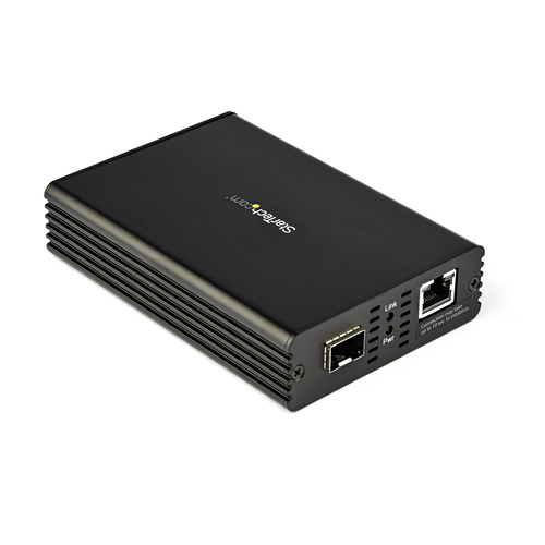StarTech.com 10GbE Fiber Ethernet Media Converter for 1/2.5/5/10Gbps Network NBASE-T SFP to RJ45 Multigigabit Singlemode/Multimode Fiber Optic to Copper Network Ethernet to Fiber Bridge~10GbE Fiber Ethernet Media Converter for 10Gbps Network 10GBASE-T SFP to RJ45 Multigigabit Singlemode/Multimode Fiber Optic to Copper Network Ethernet to Fiber Bridge
