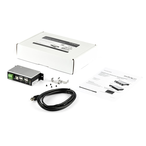 StarTech.com 4-Port USB 2.0 Hub - Metal Industrial USB-A Hub with ESD & 350W Surge Protection - Extended Operating Temp -40 to 185°F - Din Rail/Wall/Desk Mountable - USB Expander Hub