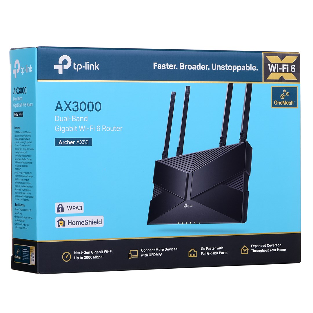 TP-Link Archer AX53 wireless router Gigabit Ethernet Dual-band (2.4 GHz / 5 GHz) Black