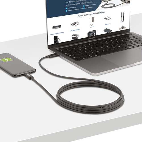 StarTech.com 6ft (2m) Active Thunderbolt 4 Cable, 40Gbps, 100W Power Delivery, 4K/8K Video, Intel-Certified Thunderbolt Cable - Compatible w/ USB4/Thunderbolt 4/ USB 3.2/ USB Type-C/DisplayPort/Thunderbolt 3