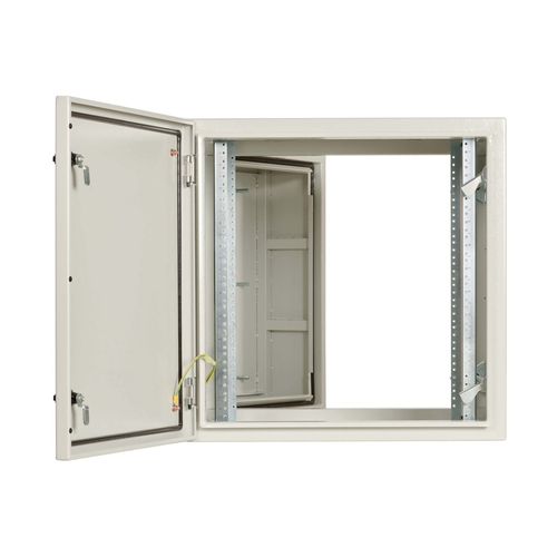 Tripp Lite SRN4G12US SmartRack Industrial Enclosure with Lock - NEMA 4, Wall Mount, Metal Construction, Hinged Back, 28 in. Depth, 12U, Gray
