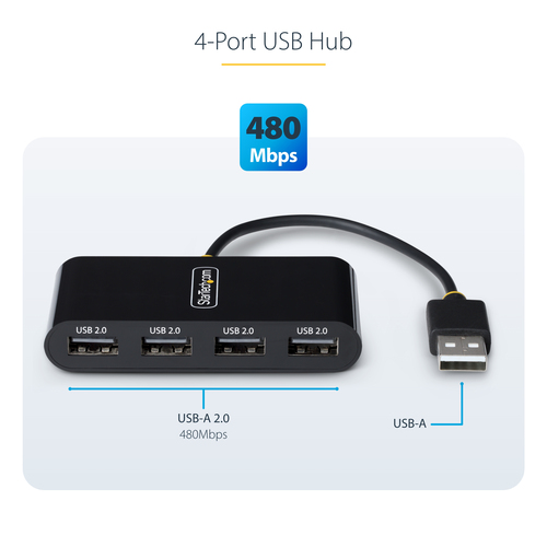 StarTech.com ST4200MINI2-USB-HUB interface hub USB 2.0 480 Mbit/s Black