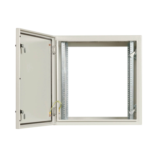 Tripp Lite SRN4G12US SmartRack Industrial Enclosure with Lock - NEMA 4, Wall Mount, Metal Construction, Hinged Back, 28 in. Depth, 12U, Gray