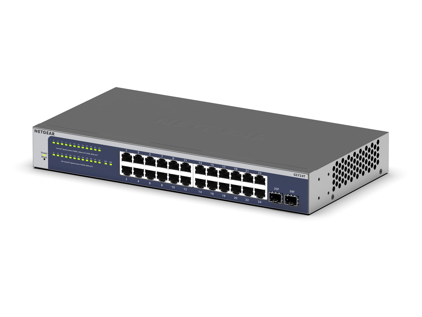 NETGEAR GS724Tv6 Managed L2+/L3 Gigabit Ethernet (10/100/1000) 1U Blue, Grey