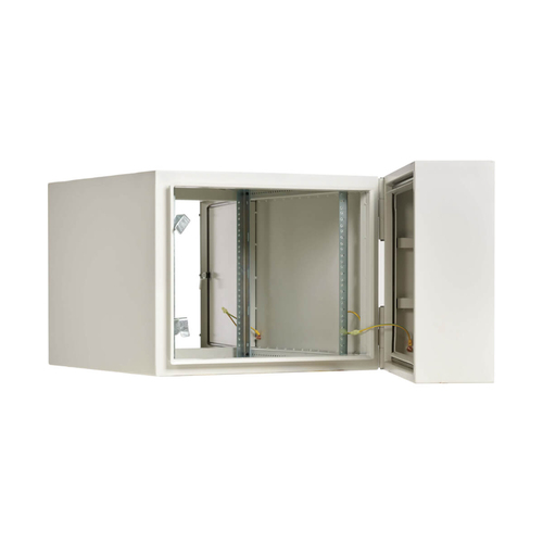 Tripp Lite SRN4G9USDP SmartRack Industrial Enclosure with Lock - NEMA 4, Wall Mount, Metal Construction, Hinged Back, 32 in. Depth, 9U, Gray
