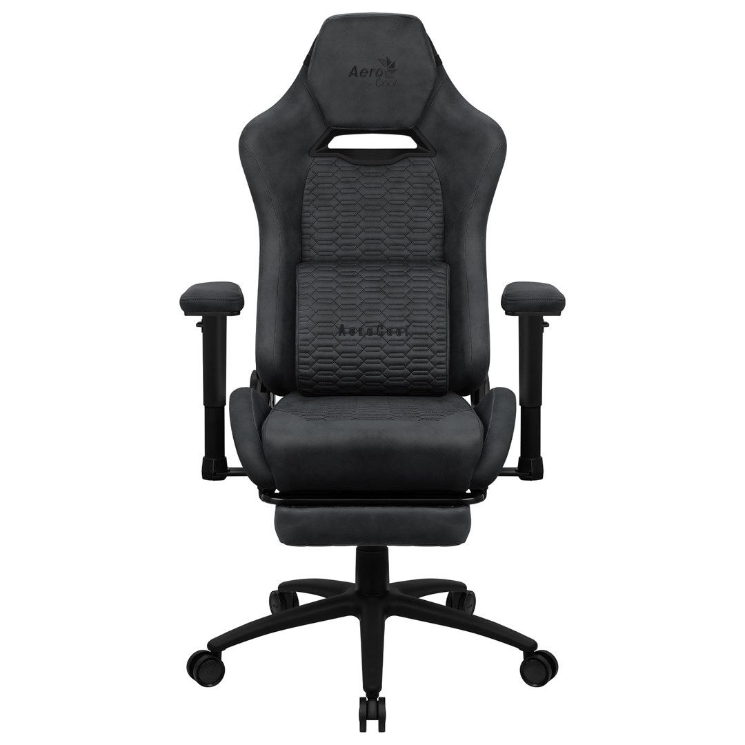 Aerocool ROYALSLATEGR Premium Ergonomic Gaming Chair Legrests Aerosuede Technology Grey