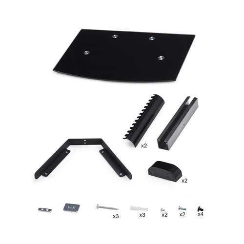 StarTech.com Floating Wall-Mounted AV Shelf, Adjustable Height Shelf For Under TV, Organize A/V Equipment On Black Tempered Glass Shelf