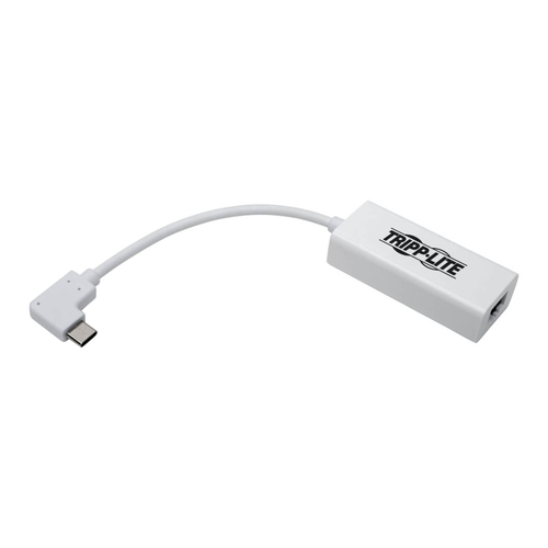 Tripp Lite U436-06N-GBW-RA USB-C to Gigabit Network Adapter with Right Angle USB-C, Thunderbolt 3 Compatibility - White