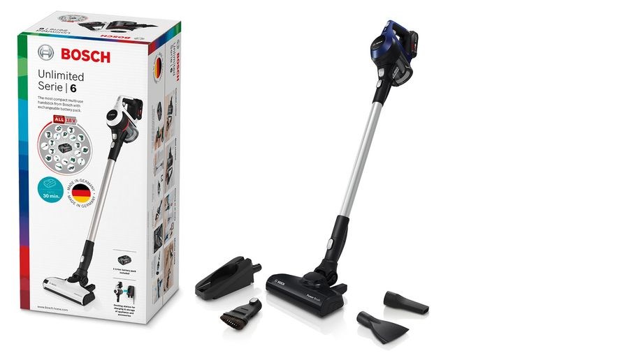 Bosch Serie 6 BBS611MAT stick vacuum/electric broom 2-in-1 stick vacuum Battery Dry Bagless 0.3 L Blue 2.5 Ah