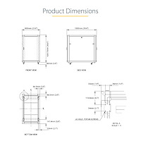 StarTech.com 4-Post 18U Server Rack Cabinet, Lockable 19" Data Rack Cabinet for Computer / AV / IT Equipment, Office / Home Network Rack with Casters & Adjustable Mounting Rails