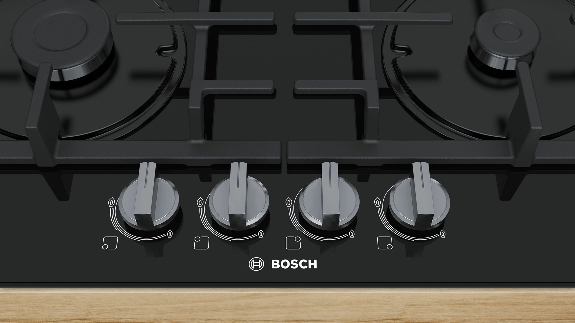Bosch Serie 4 PNP6B6B90 hob Black Built-in 60 cm Gas 4 zone(s)