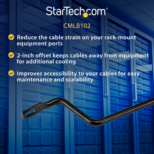 StarTech.com Horizontal Cable Lacing Bars with 2 in. Offset for Racks - 10 Pack