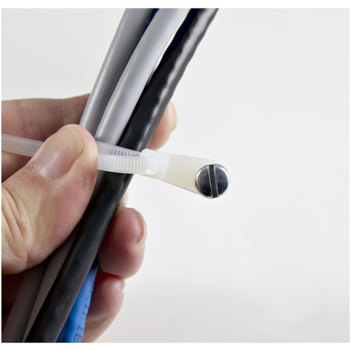 StarTech.com 8"(20cm) Cable Ties with Mounting Hole - 1/8"(4mm) wide, 2"(52mm) Bundle Diameter, 50lb(22kg) Tensile Strength, Nylon 66 Self Locking Ties w/Screw Hole, UL Listed, 100 Pack