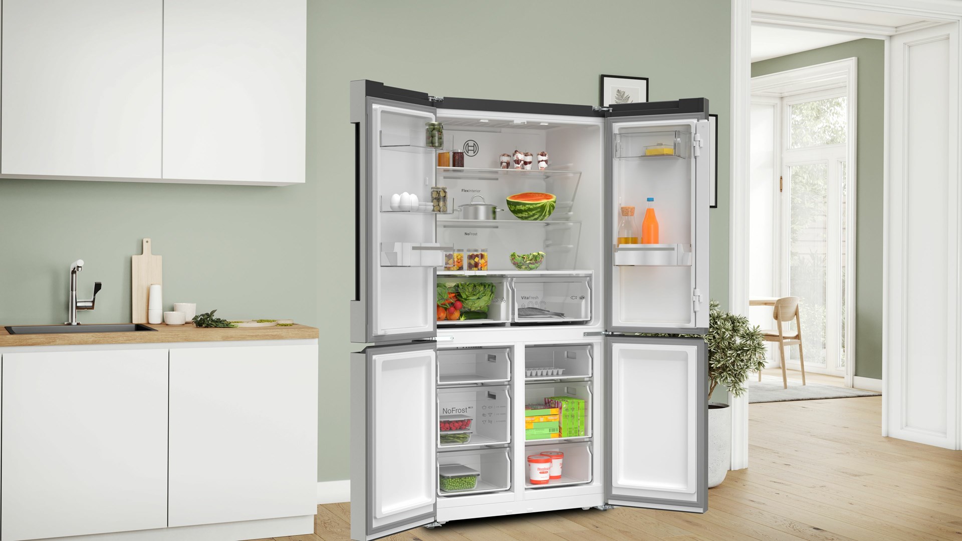 Bosch Serie 4 KFN96VPEA side-by-side refrigerator Freestanding 605 L E Stainless steel