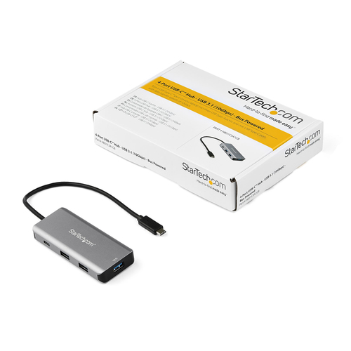 StarTech.com 4 Port USB C Hub w/ 3x USB A & 1x USB C - SuperSpeed 10Gbps USB Type-C 3.1/3.2 Gen 2 Hub - USB Bus Powered - Compact USB-C to USB Adapter Hub - Portable/Laptop Hub - Aluminum~4 Port USB C Hub w/ 3x USB A & 1x USB C - SuperSpeed 10Gbps USB Type-C 3.2 Gen 2 Hub - USB Bus Powered - Compact USB-C to USB Adapter Hub - Portable/Laptop Hub - Aluminum