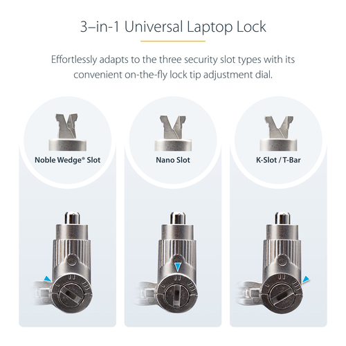 StarTech.com 25-Pack Universal Laptop Lock 6.6ft, Keyed Alike Locking Cable, Security Cable, Compatible w/Noble Wedge®/Nano/K-Slot, Anti-Theft Cut-Resistant Cable